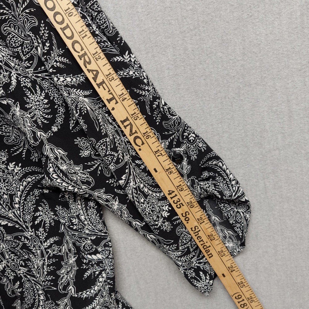 Catherines Button Womens Plus 3X WP Black White 3/4 Roll Tab Floral Tunic Boho - Picture 9 of 11